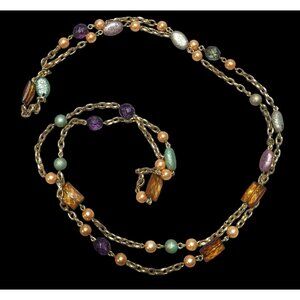 Bohemian Beaded Pearl Gold Chain Necklace